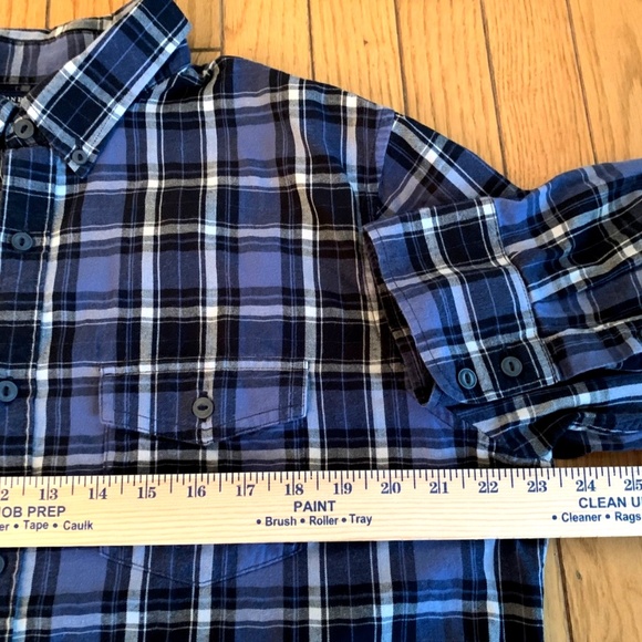 American Eagle Shirt Men's XL Blue Plaid Long Sleeve Button down Slim Fit Cotton - Picture 4 of 10